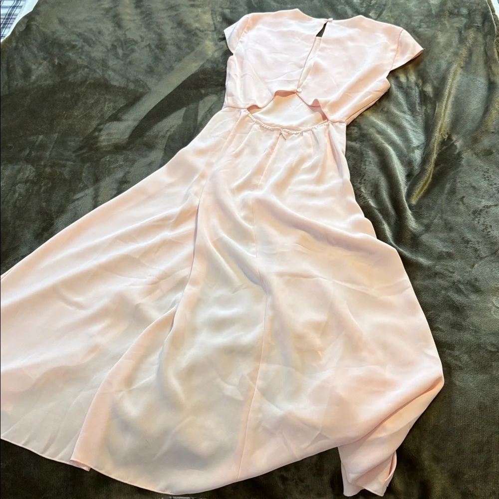 Babaton Light Pink Asymmetrical Midi Dress - Picture 3 of 12